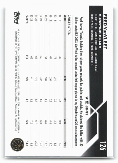 2023-24 Topps Chrome #126 Fred VanVleet Negative Refractors