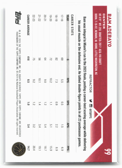 2023-24 Topps Chrome #99 Bam Adebayo Refractors