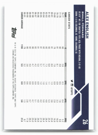 2023-24 Topps Chrome #26 Alex English Negative Refractors