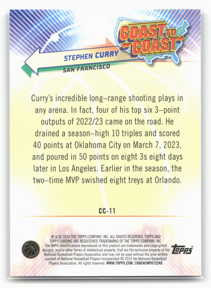 2023-24 Topps Chrome #CC-11 Stephen Curry Coast to Coast