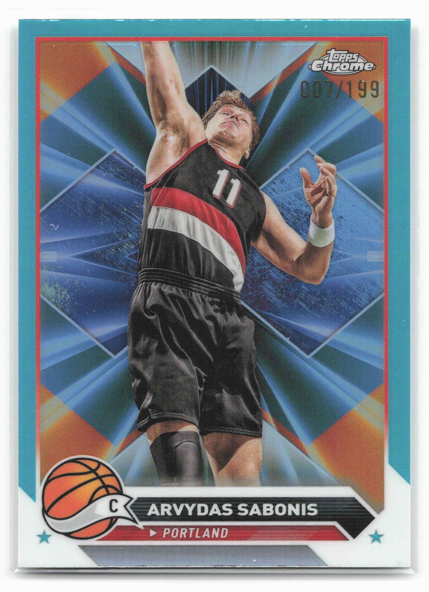 2023-24 Topps Chrome #17 Arvydas Sabonis Aqua Refractors #/199
