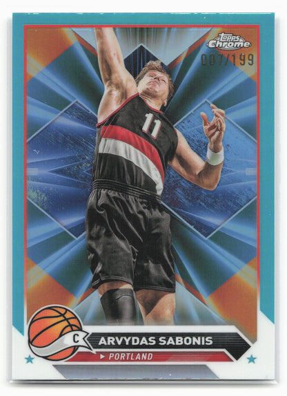 2023-24 Topps Chrome #17 Arvydas Sabonis Aqua Refractors #/199