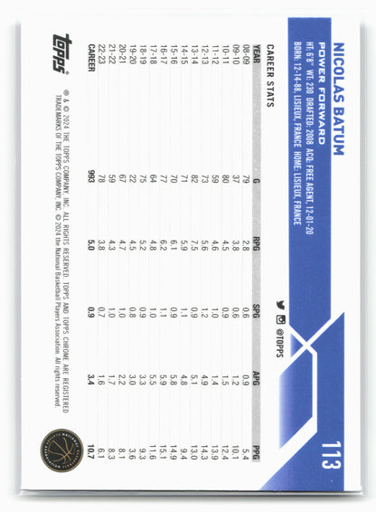2023-24 Topps Chrome #113 Nicolas Batum Purple Refractors #/349