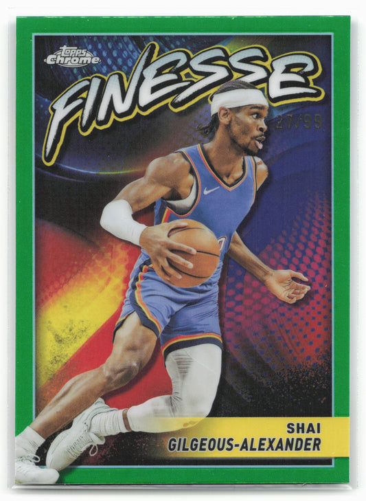 2023-24 Topps Chrome #F-10 Shai Gilgeous-Alexander Finesse Refractor Green #/99