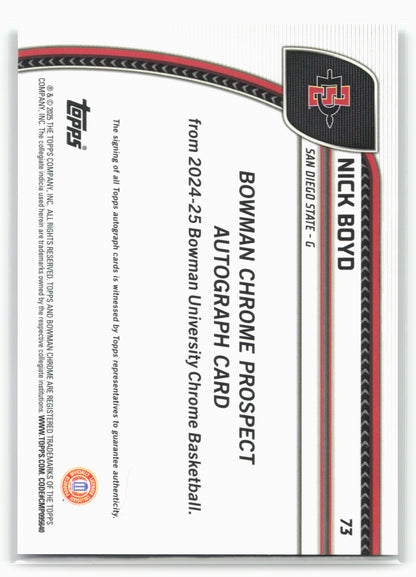 2024-25 Bowman Chrome #73 Nicholas Boyd Autographs Green Shimmer Refractor