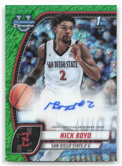 2024-25 Bowman Chrome #73 Nicholas Boyd Autographs Green Shimmer Refractor