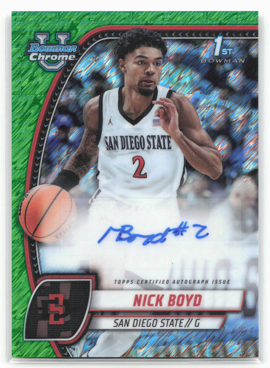 2024-25 Bowman Chrome #73 Nicholas Boyd Autographs Green Shimmer Refractor