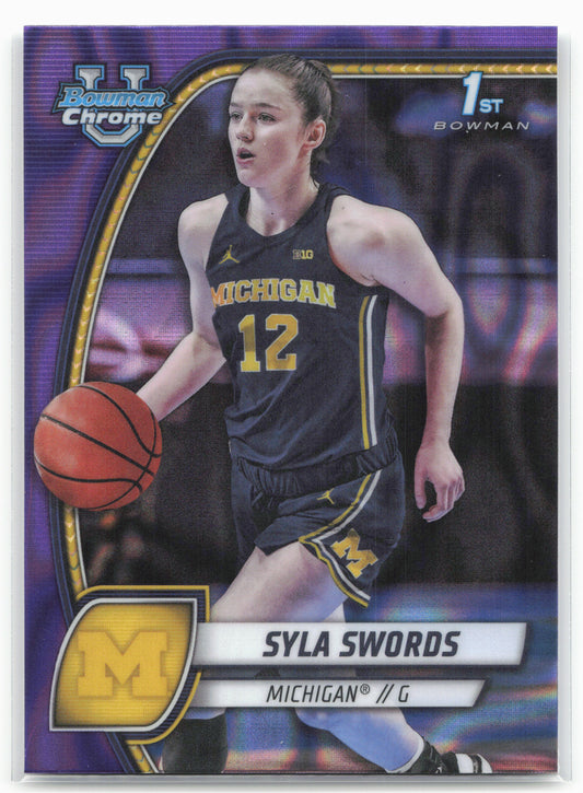 2024-25 Bowman University Chrome #65 Syla Swords Purple Lava Refractor