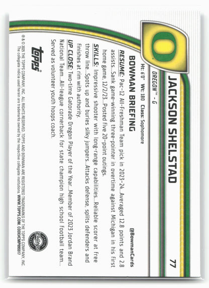 2024-25 Bowman University Chrome #77 Jackson Shelstad 17852