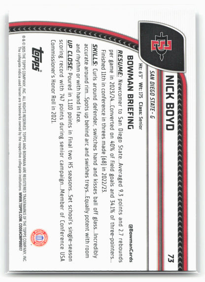 2024-25 Bowman University Chrome #73 Nick Boyd 17853