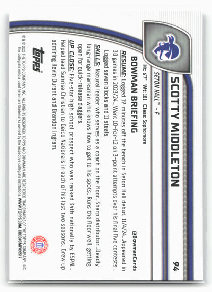 2024-25 Bowman University Chrome #94 Scotty Middleton 17871