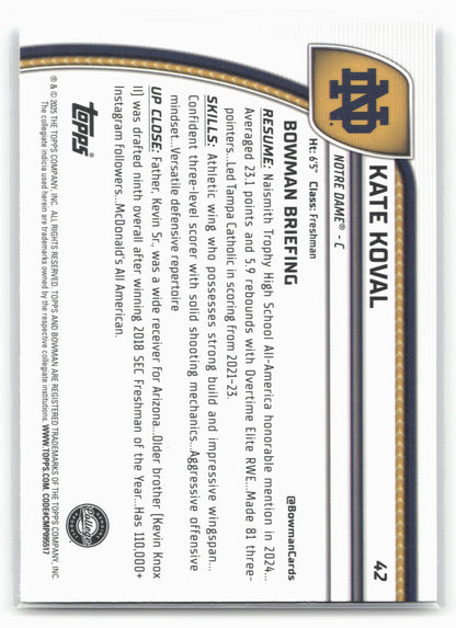 2024-25 Bowman University Chrome #42 Kate Koval 17876