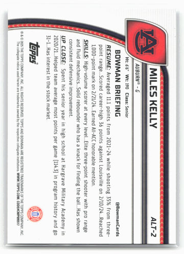 2024-25 Bowman University Chrome #ALT-2 Miles Kelly 17880