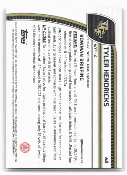 2024-25 Bowman University Chrome #68 Tyler Hendricks 17881
