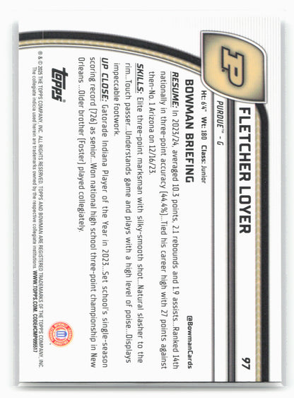 2024-25 Bowman University Chrome #97 Fletcher Loyer 17887