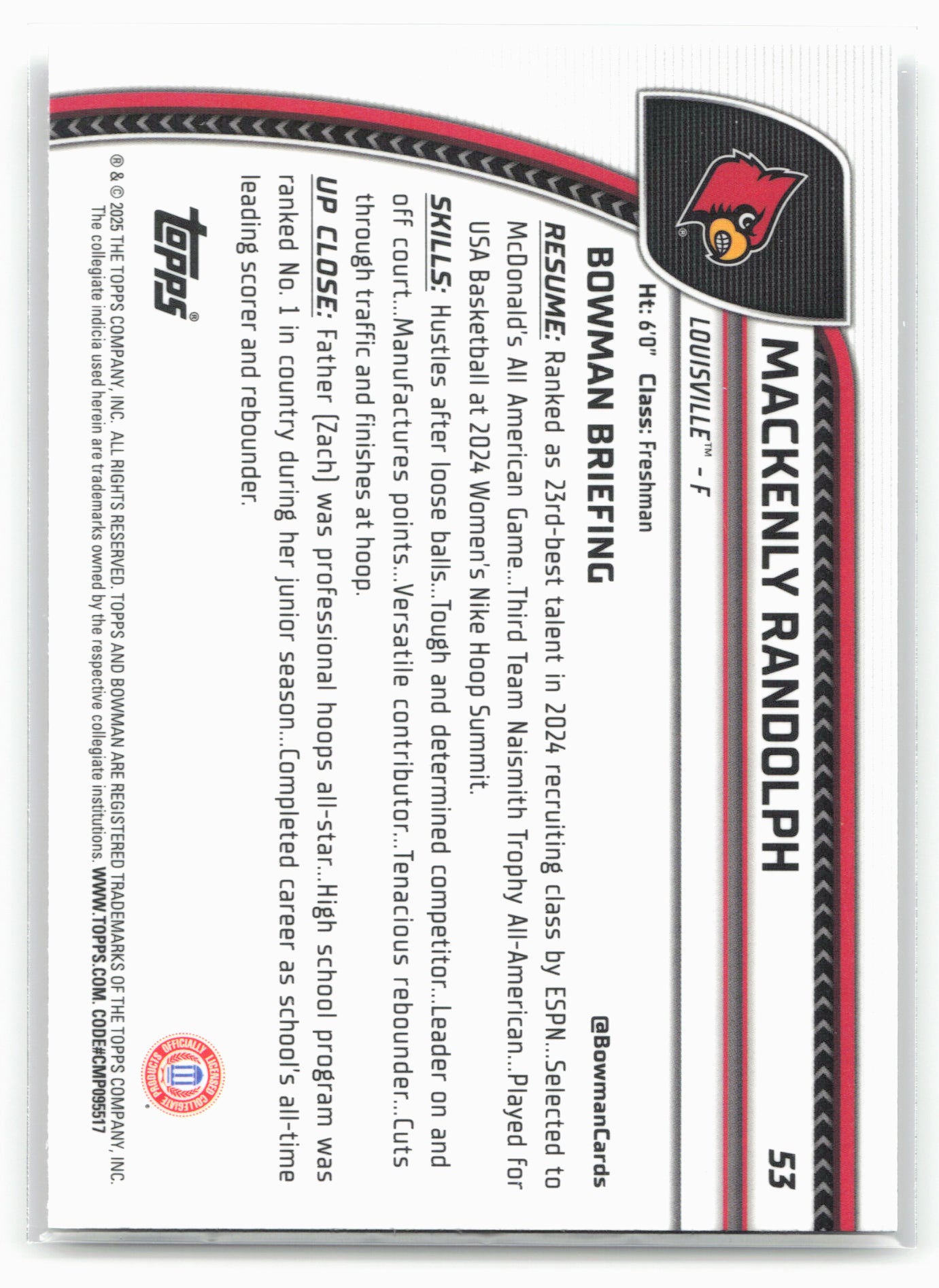 2024-25 Bowman University Chrome #53 Mackenly Randolph 17889