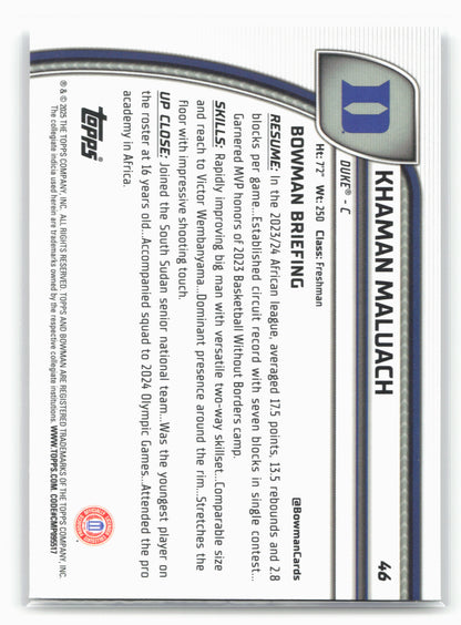 2024-25 Bowman University Chrome #46 Khaman Maluach 17893