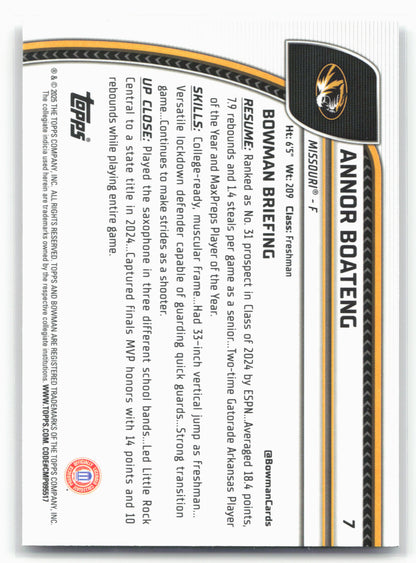 2024-25 Bowman University Chrome #7 Annor Boateng 17901