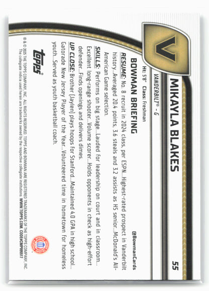 2024-25 Bowman University Chrome #55 Mikayla Blakes 17907