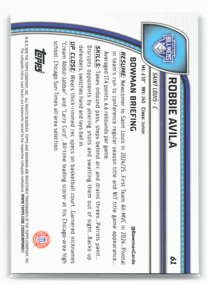 2024-25 Bowman University Chrome #61 Robbie Avila 17908