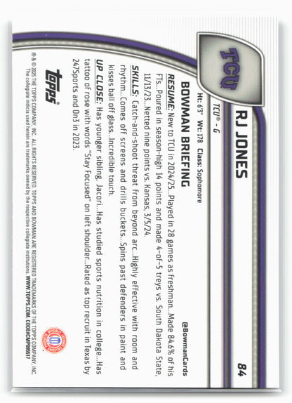 2024-25 Bowman University Chrome #84 RJ Jones 17911