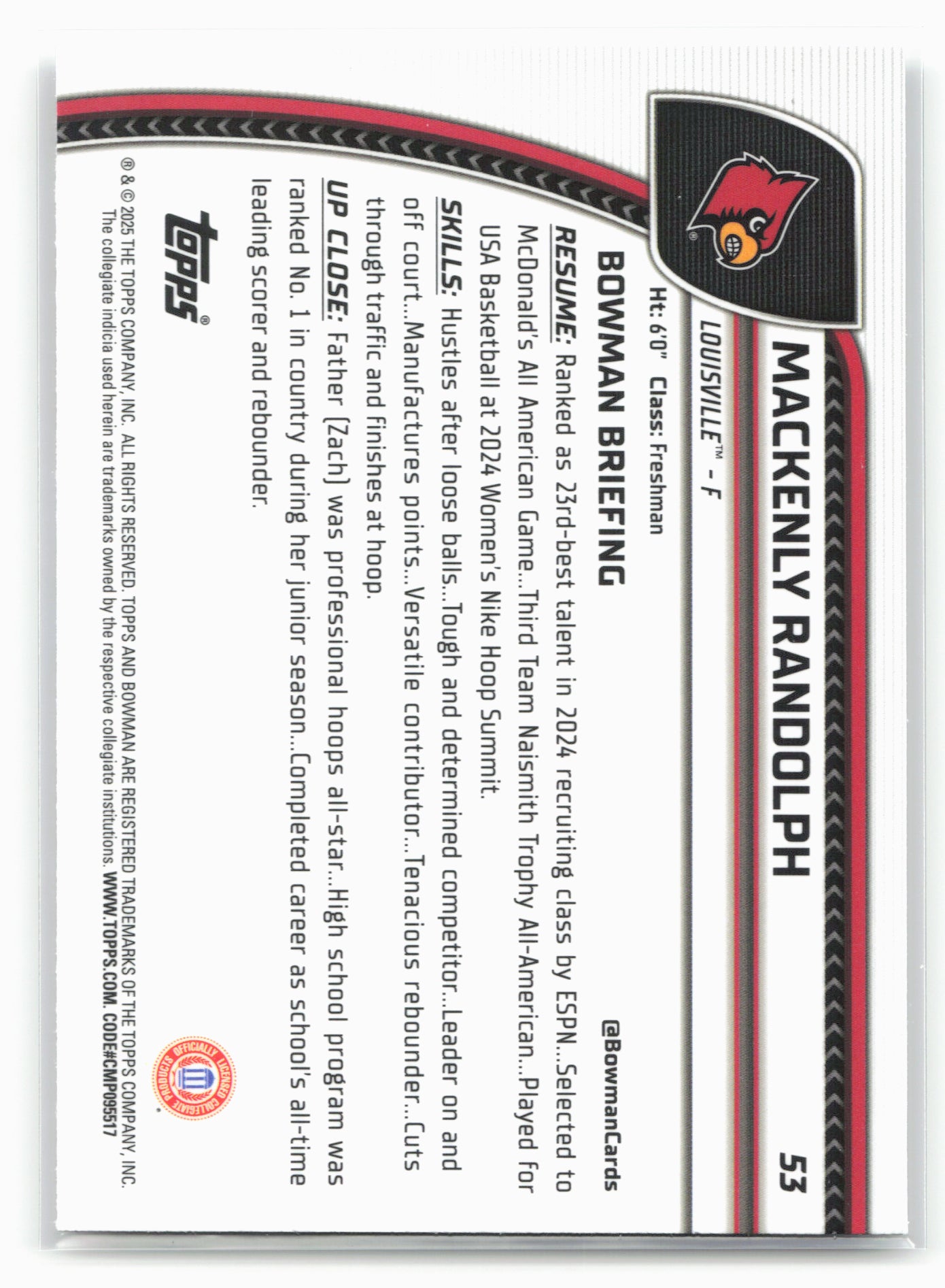 2024-25 Bowman University Chrome #53 Mackenly Randolph 17912