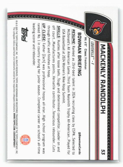 2024-25 Bowman University Chrome #53 Mackenly Randolph 17912