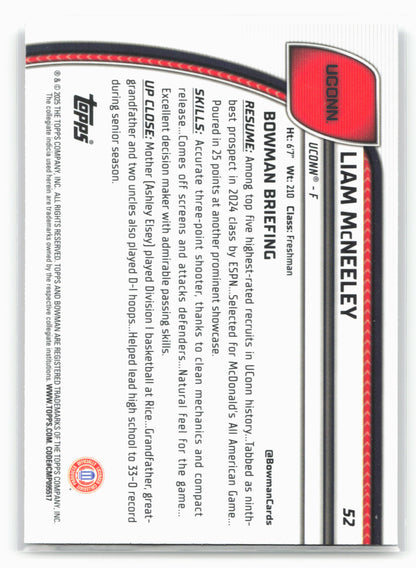 2024-25 Bowman University Chrome #52 Liam McNeeley 17913