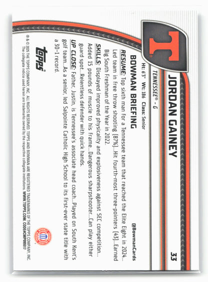 2024-25 Bowman University Chrome #33 Jordan Gainey 17917