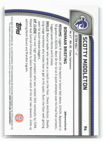 2024-25 Bowman University Chrome #94 Scotty Middleton 17922