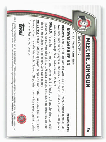 2024-25 Bowman University Chrome #54 Meechie Johnson 17926