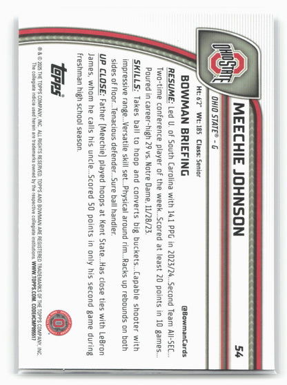 2024-25 Bowman University Chrome #54 Meechie Johnson 17926