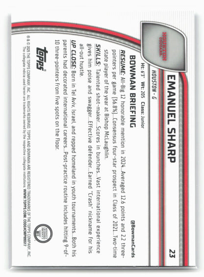 2024-25 Bowman University Chrome #23 Emanuel Sharp X-Fractor 17935