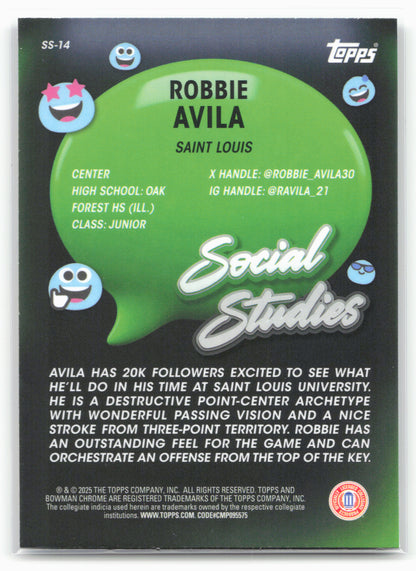 2024-25 Bowman University Chrome #SS-14 Robbie Avila Social Studies 17937