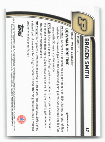 2024-25 Bowman University Chrome #12 Braden Smith 17943