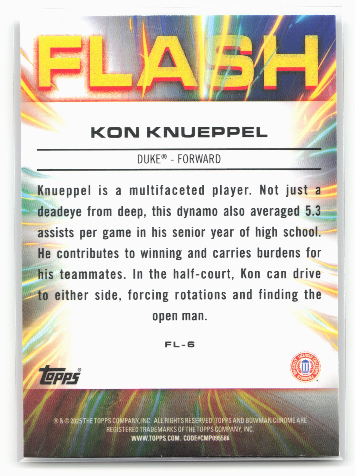 2024-25 Bowman University Chrome #FL-6 Kon Knueppel Flash 17948