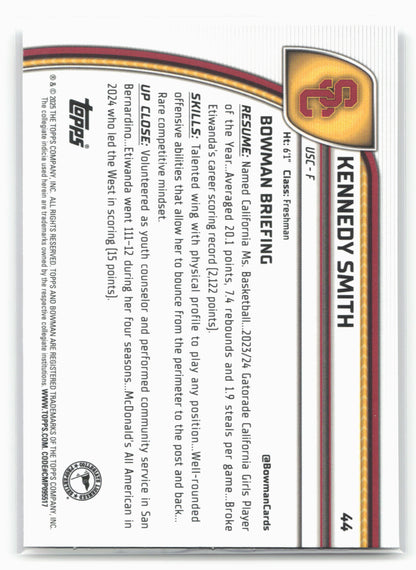 2024-25 Bowman University Chrome #44 Kennedy Smith 17957