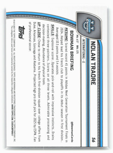 2024-25 Bowman University Chrome #56 Nolan Traore 17961