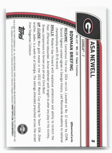 2024-25 Bowman University Chrome #8 Asa Newell 17966