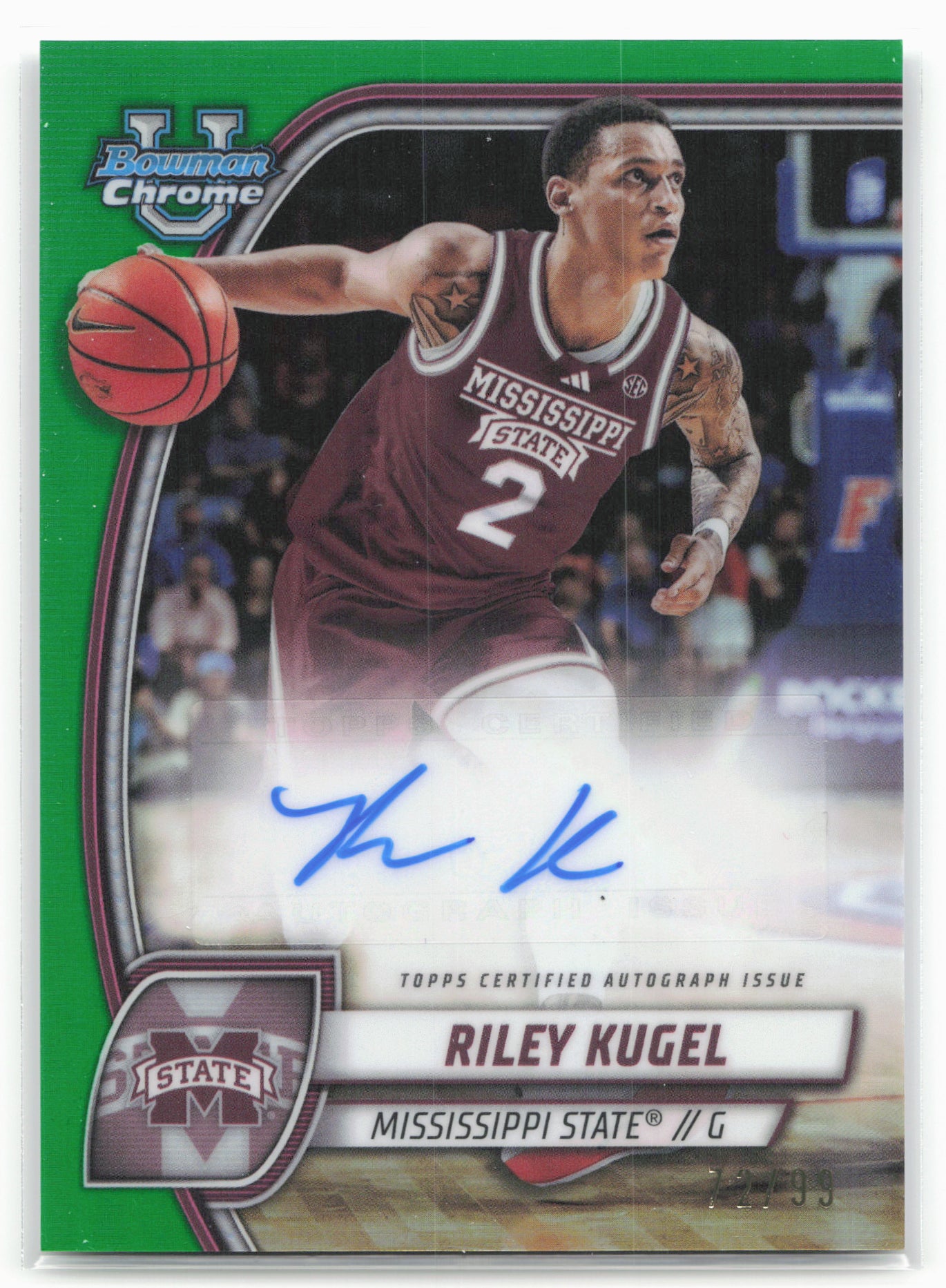 2024-25 Bowman Chrome #70 Riley Kugel Prospects Autographs Green Refractor #/99