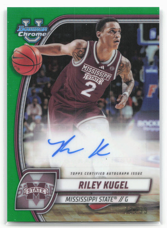 2024-25 Bowman Chrome #70 Riley Kugel Prospects Autographs Green Refractor #/99