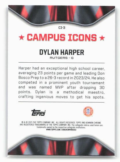 2024-25 Bowman University Chrome #CI-3 Dylan Harper Campus Icons X-Fractor