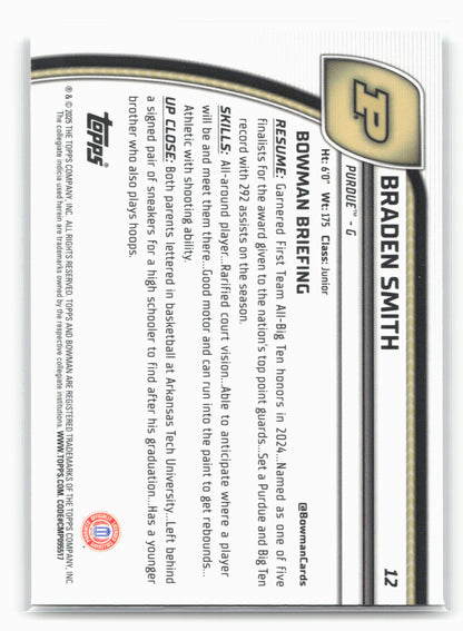 2024-25 Bowman University Chrome #12 Braden Smith X-Fractor