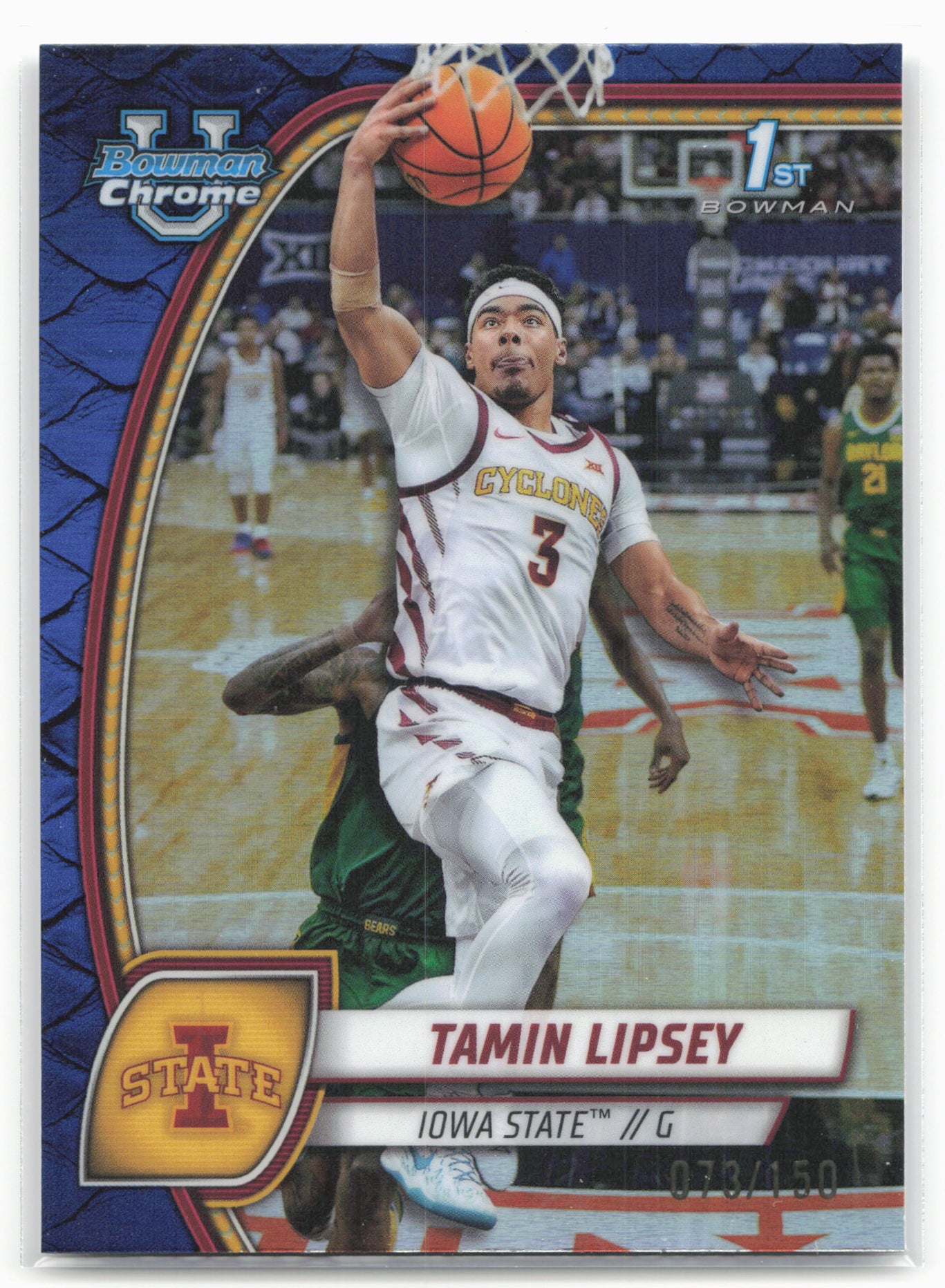 2024-25 Bowman University Chrome #66 Tamin Lipsey Blue Reptilian Refractor #/150