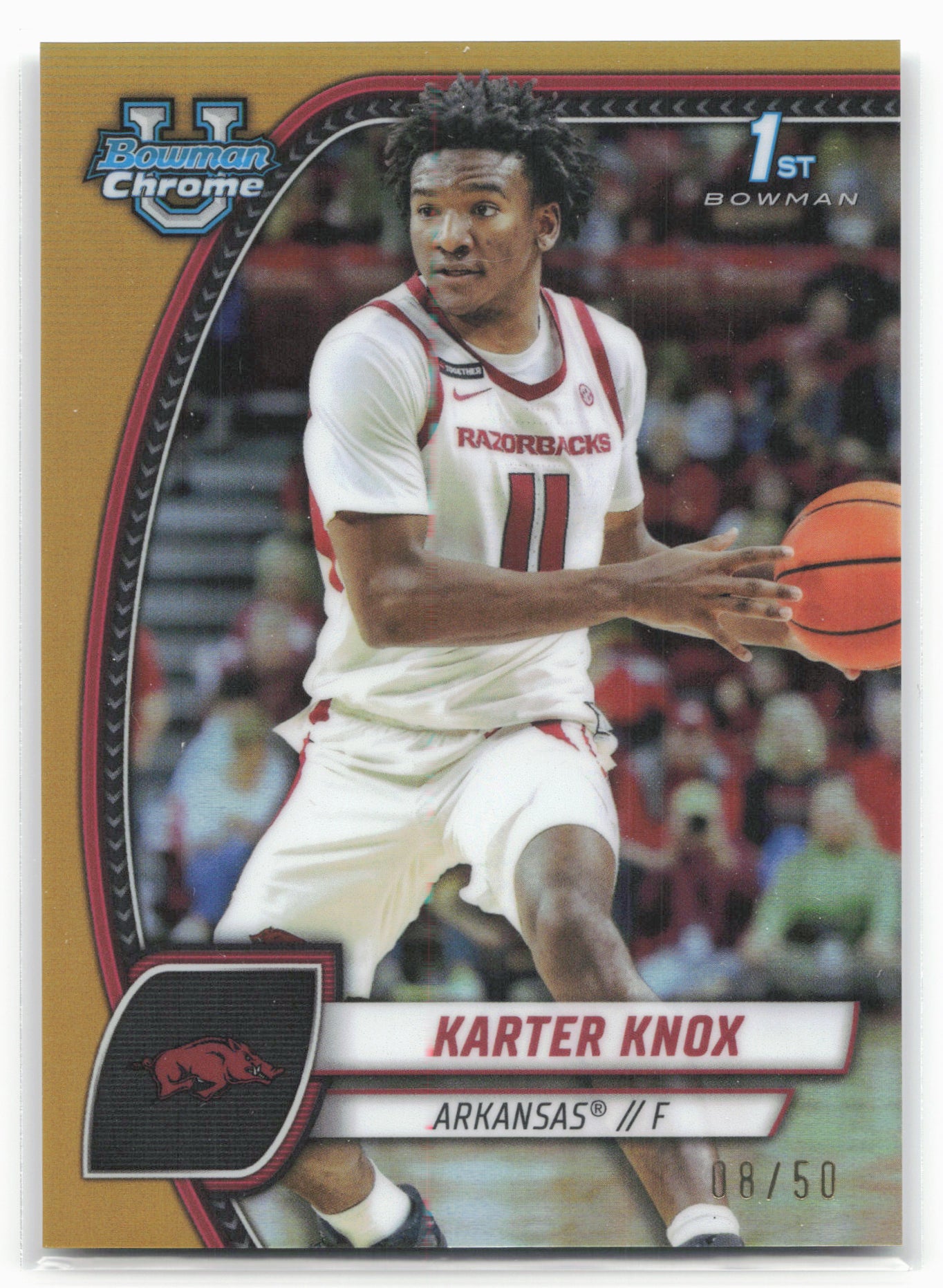 2024-25 Bowman University Chrome #41 Karter Knox Gold Refractor #/50