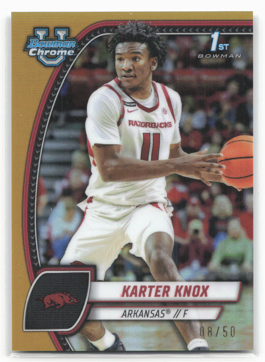 2024-25 Bowman University Chrome #41 Karter Knox Gold Refractor #/50