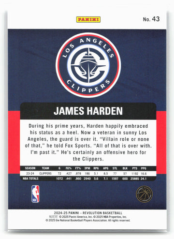 2024-25 Panini Revolution #43 James Harden 17986