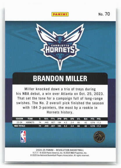 2024-25 Panini Revolution #70 Brandon Miller 17988