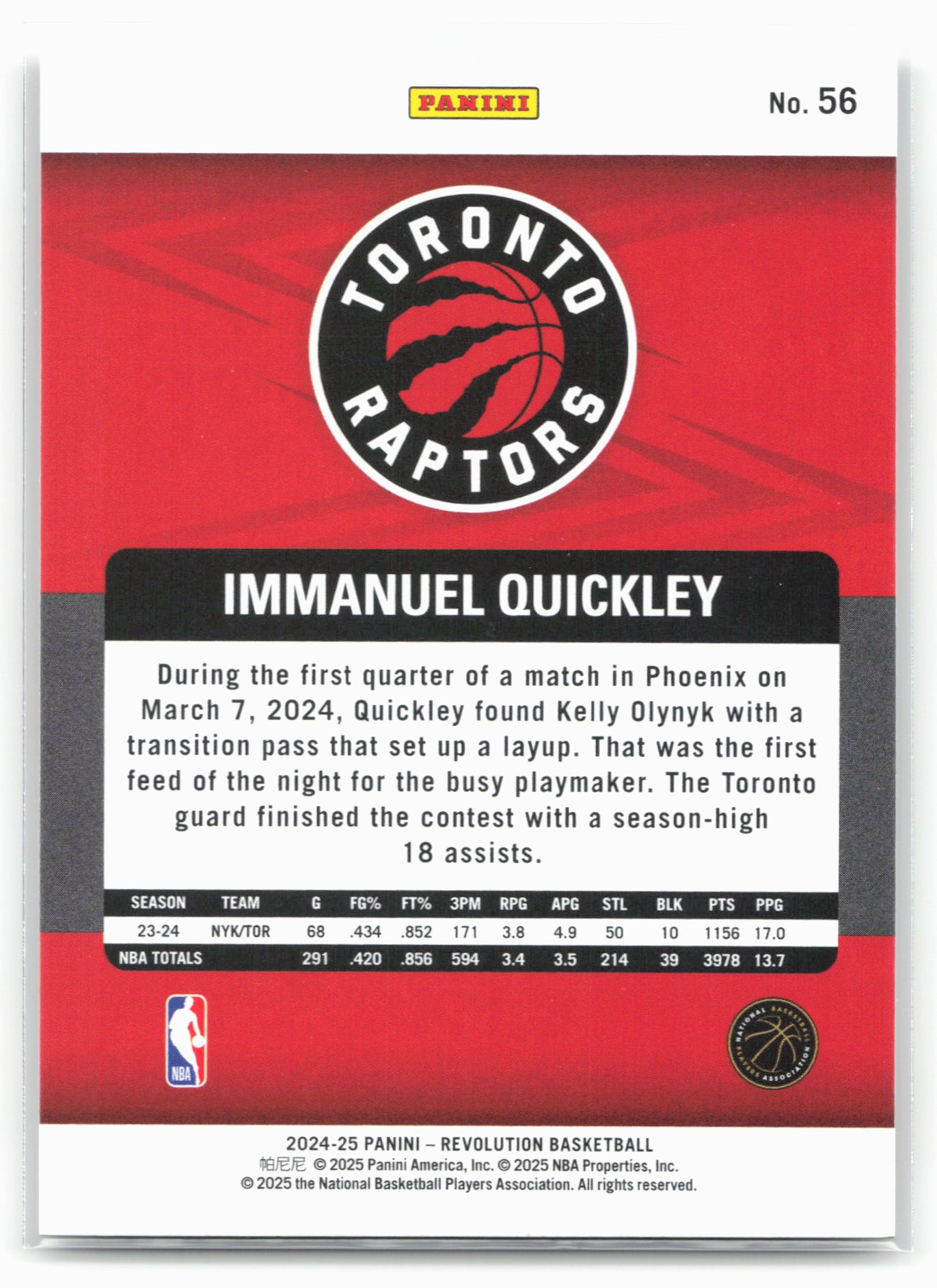 2024-25 Panini Revolution #56 Immanuel Quickley 17996