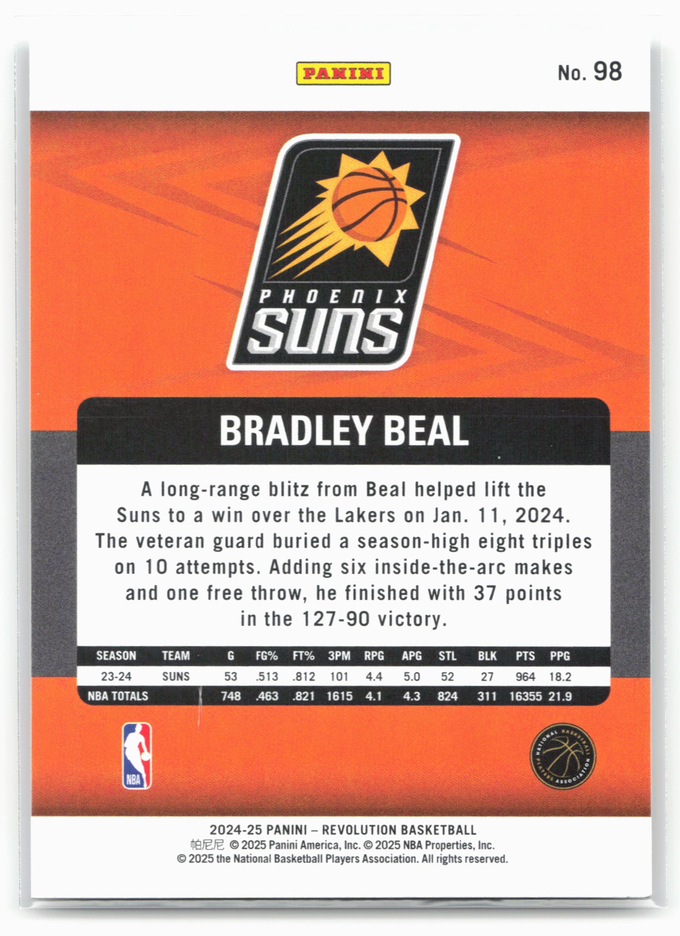 2024-25 Panini Revolution #98 Bradley Beal 18000